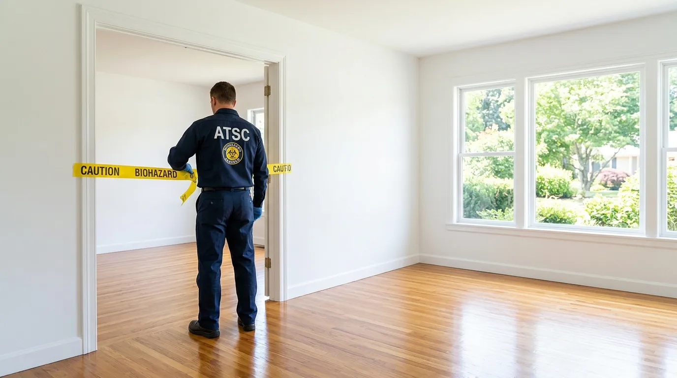 Certified biohazard cleanup crew performing Decomposition Cleanup in Middleborough